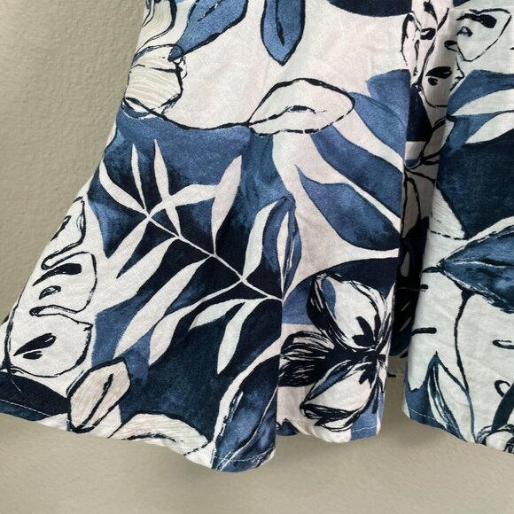 Banana Republic Womens 6 Floral Spaghetti Strap Linen Flounce V Neck  Midi Dress - Picture 6 of 11